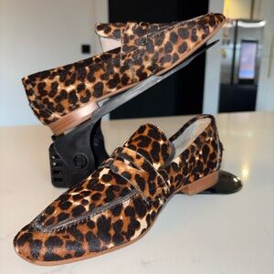 LF/Life Leather calf hair leopard loafers